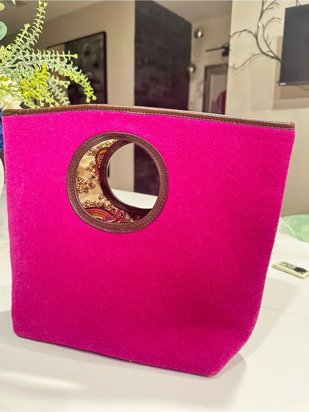 kate spade Hot Pink Wool Cape with Leather Logo Tab